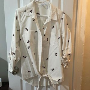 Butterfly Tie front button down top